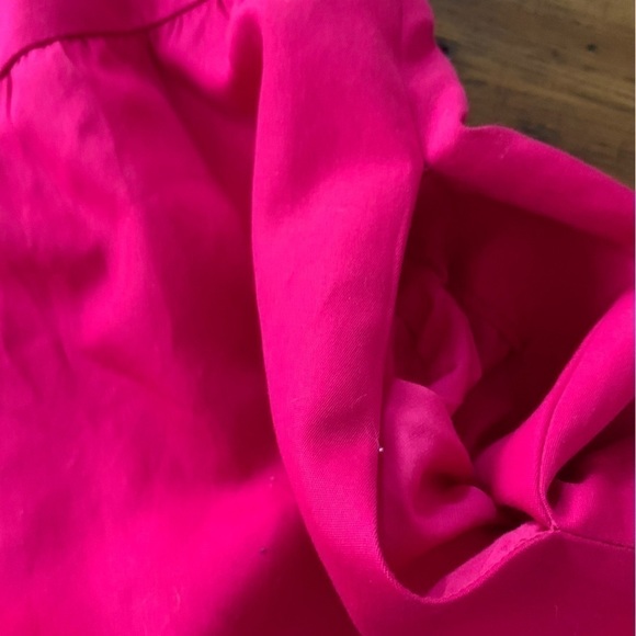 J Crew Hot Pink Cotton Summer V Back Tie Neck Fit & Flare Dress Sz 6 - Picture 5 of 7